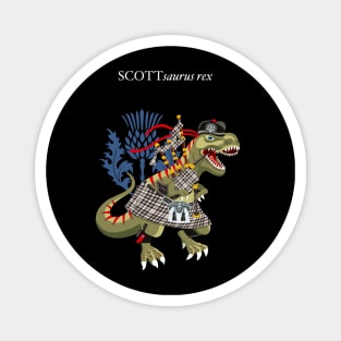 Clanosaurus Rex SCOTTsaurus rex Plaid Scott Black & White Scotland Ireland Family Tartan Magnet
